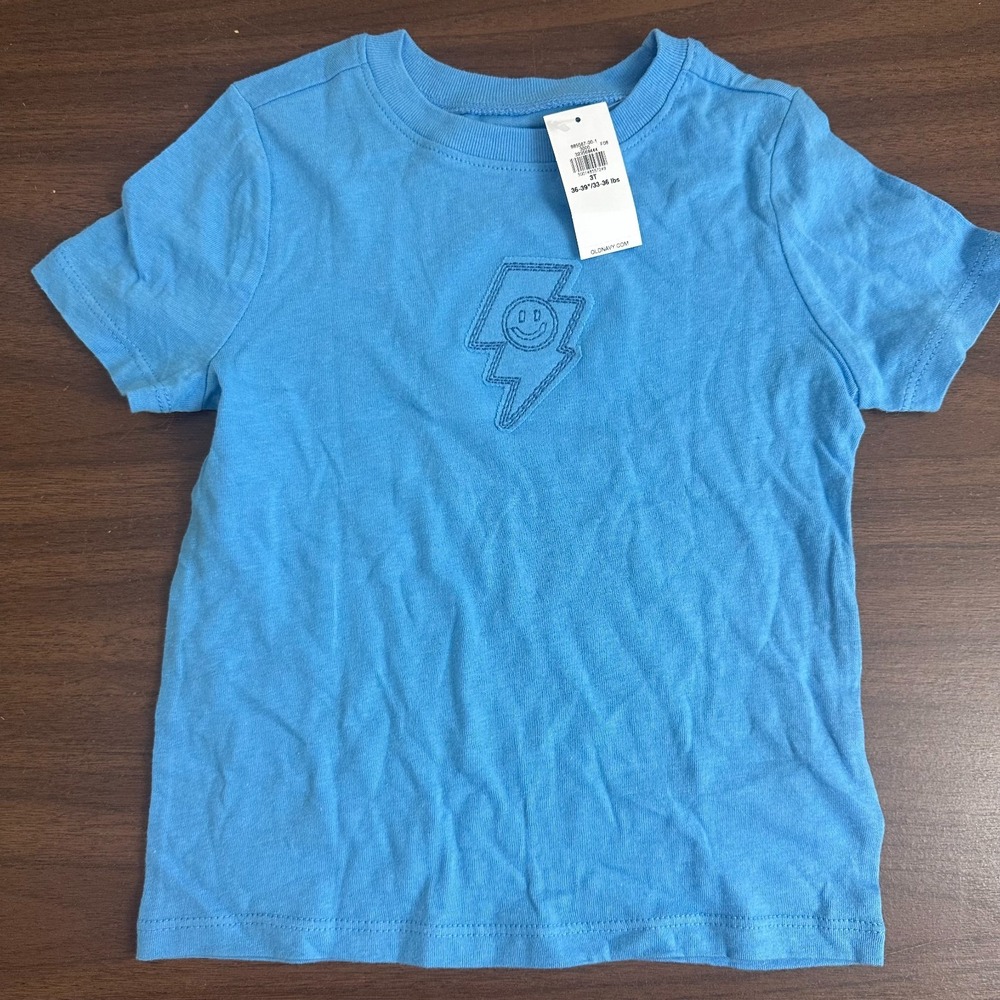 Old Navy T-Shirt Blue Lightning That Toddler Energy Cotton Crew Neck Toddler 3T